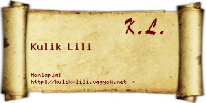 Kulik Lili névjegykártya